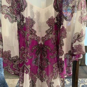 Paisley embellished shell blouse and camisole